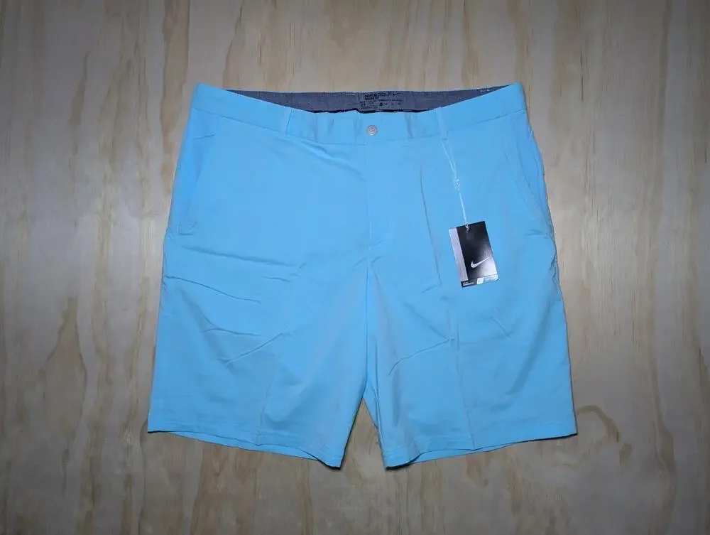 Nike Golf Men's 38 Shorts Dri-Fit Modern Fit Light Blue Flat Front Activewear